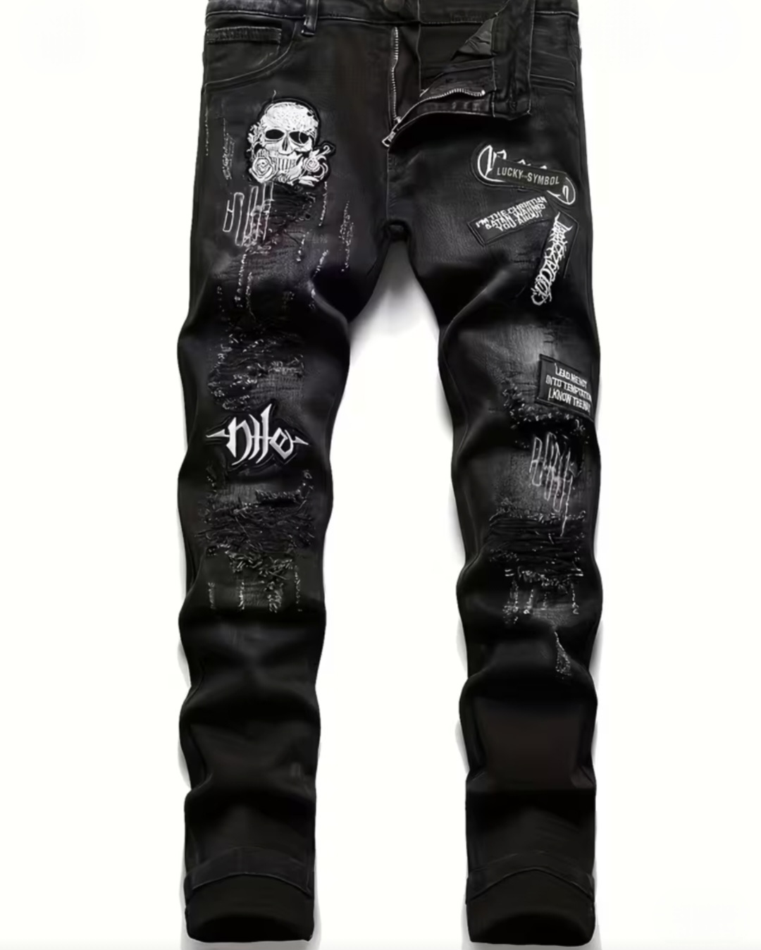 Disstresed jeans black men